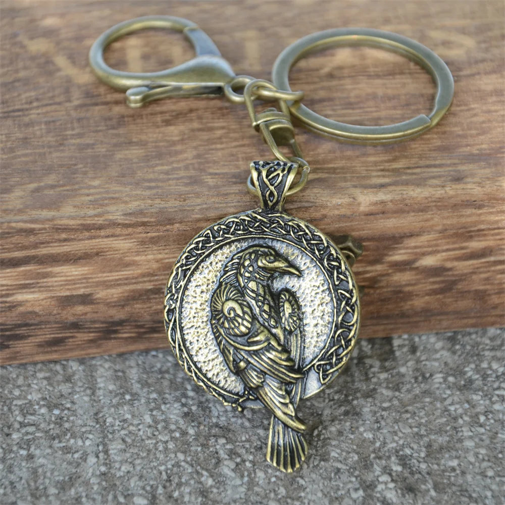 Vintage Crow Charm Keychain