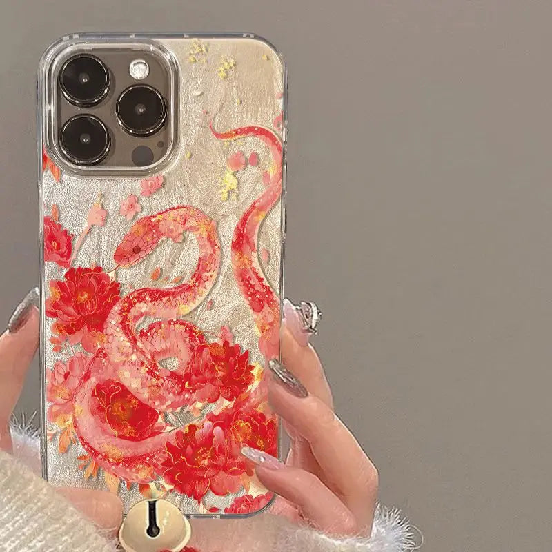 πΈβ¨ Pink Snake iPhone Case β Fierce Meets Floral ππ±