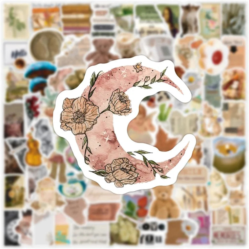 πΏ Vintage Aesthetic Sticker Pack β 100+ Cozy Vibes | 10/30/50/100PCS π§Έβ¨