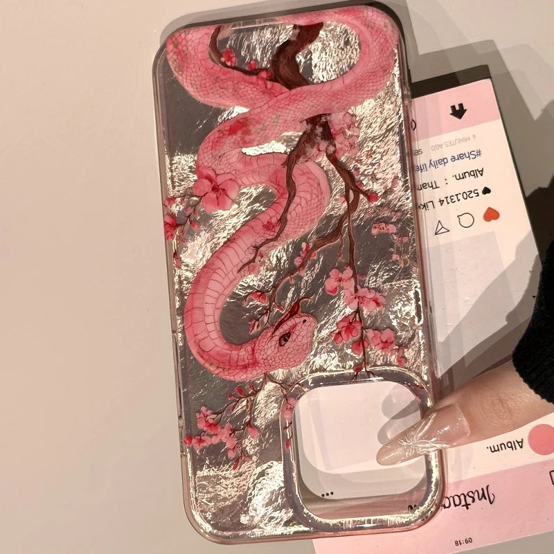 πΈβ¨ Pink Snake iPhone Case β Fierce Meets Floral ππ±
