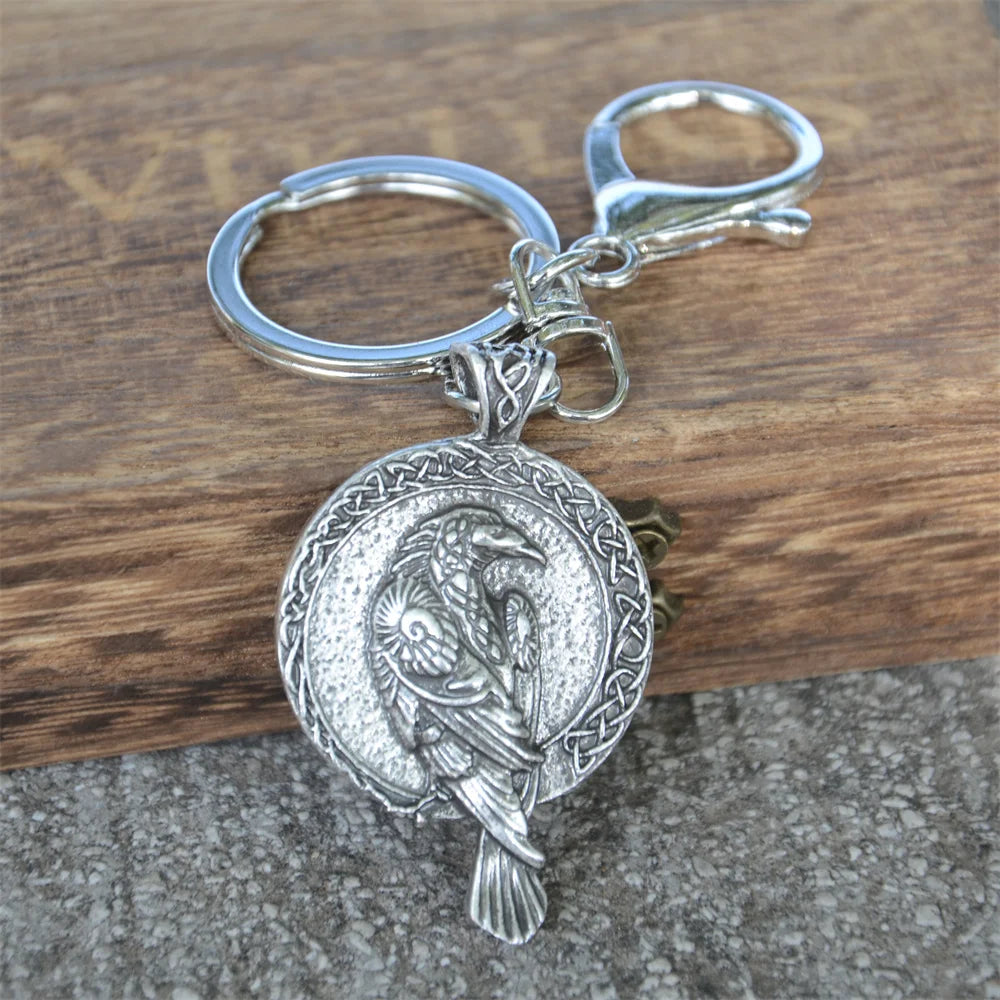 Vintage Crow Charm Keychain