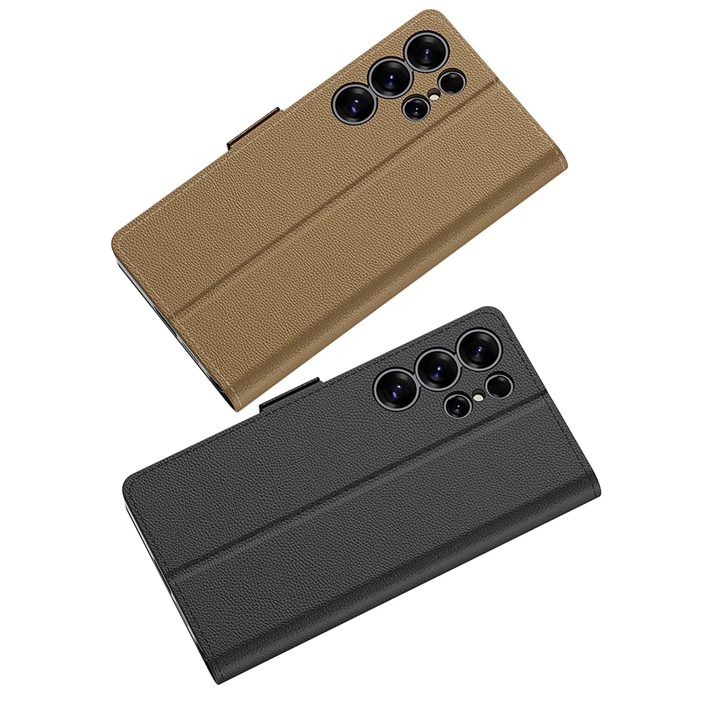 Magnetic Plating Leather Phone Case For Samsung Galaxy S25 Ultra Luxury Flip Stand Hard Back S25Ultra Anti-fall Protective Cover
