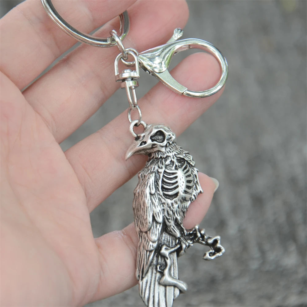 Vintage Crow Charm Keychain