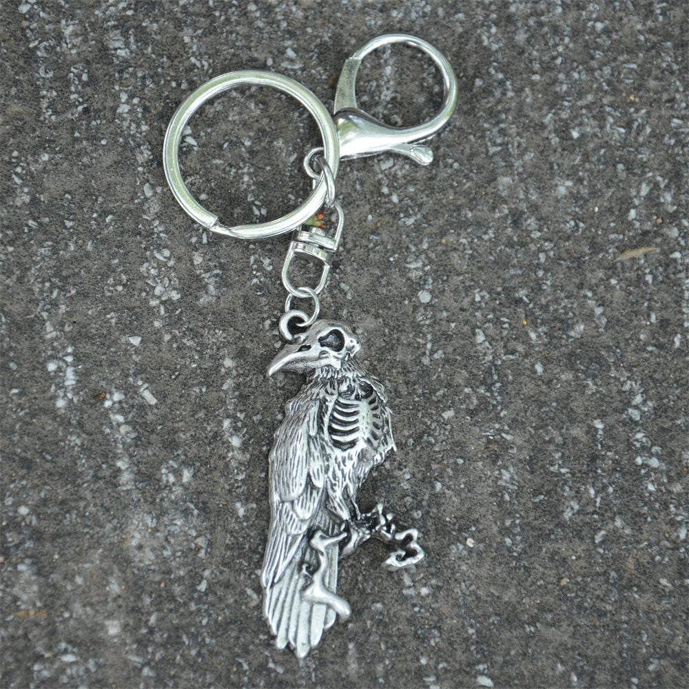 Vintage Crow Charm Keychain