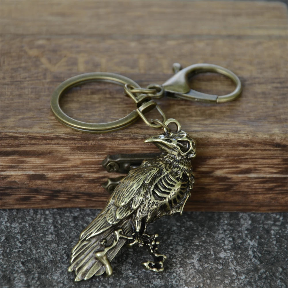 Vintage Crow Charm Keychain