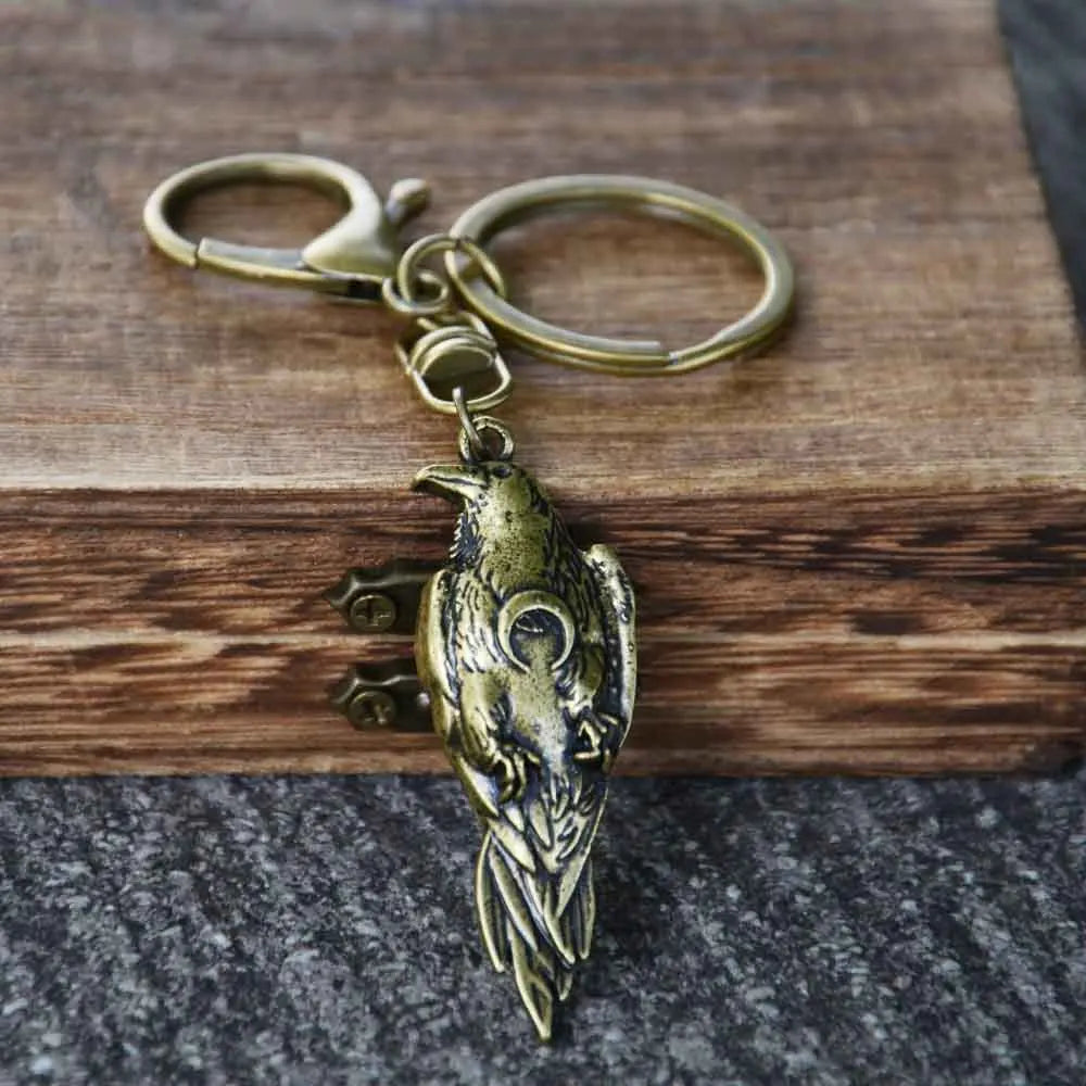 Vintage Crow Charm Keychain