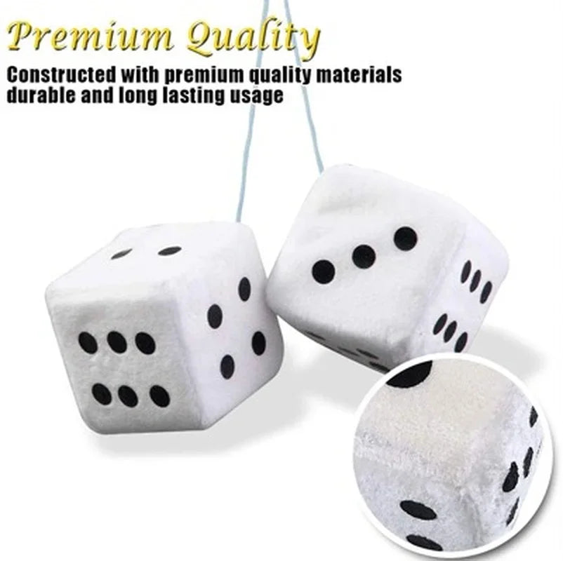 Fuzzy Hanging Dice for Car Interior – Retro Rearview Mirror Decoration 🎲