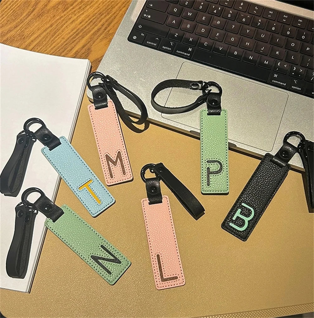 Custom Leather Initial Keychain