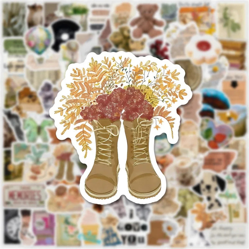 πΏ Vintage Aesthetic Sticker Pack β 100+ Cozy Vibes | 10/30/50/100PCS π§Έβ¨