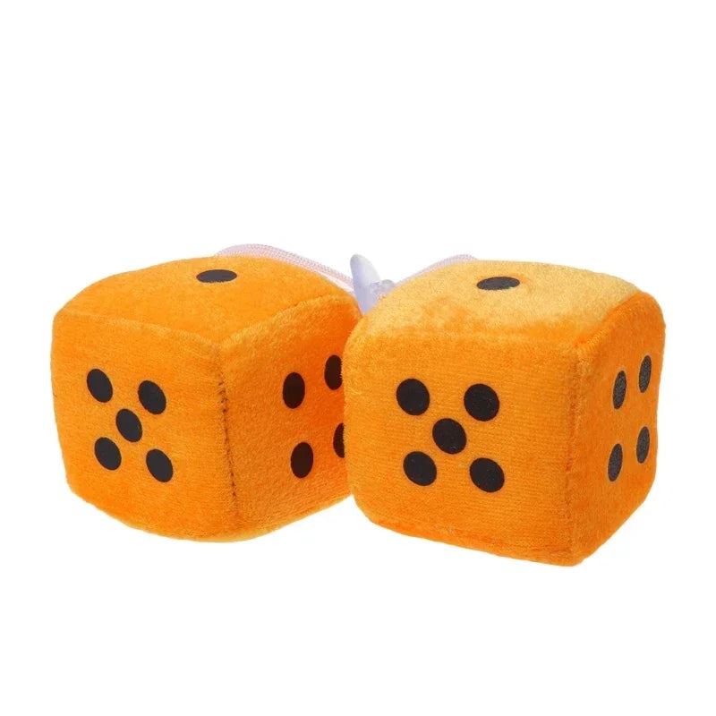 Fuzzy Hanging Dice for Car Interior – Retro Rearview Mirror Decoration 🎲
