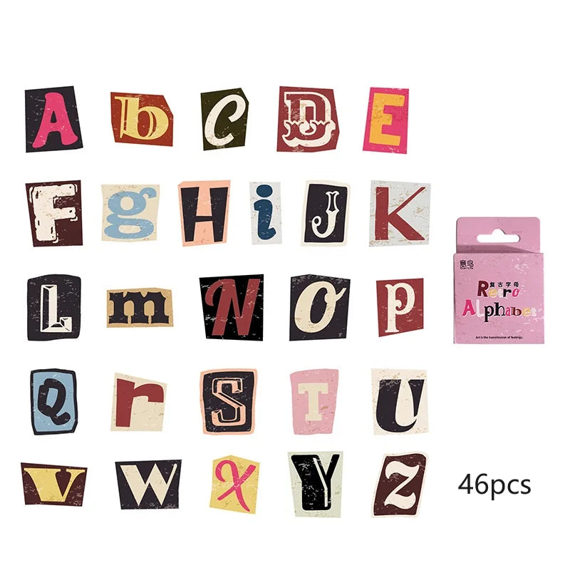 π β¨ Retro Ransom Letter Alphabet Stickers/46pcs β¨π°