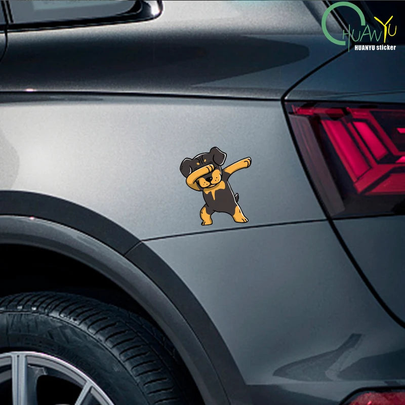 Dabbing Rottweiler Car Sticker