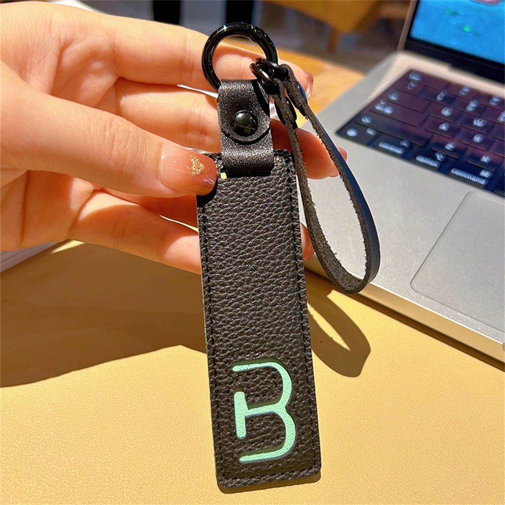 Custom Leather Initial Keychain