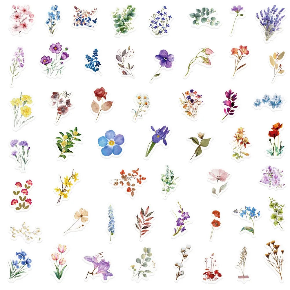 🌸✨Whimsical Wildflower Sticker Set/50pcs ✨🌼