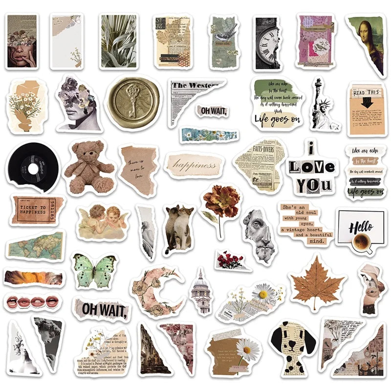 πΏ Vintage Aesthetic Sticker Pack β 100+ Cozy Vibes | 10/30/50/100PCS π§Έβ¨