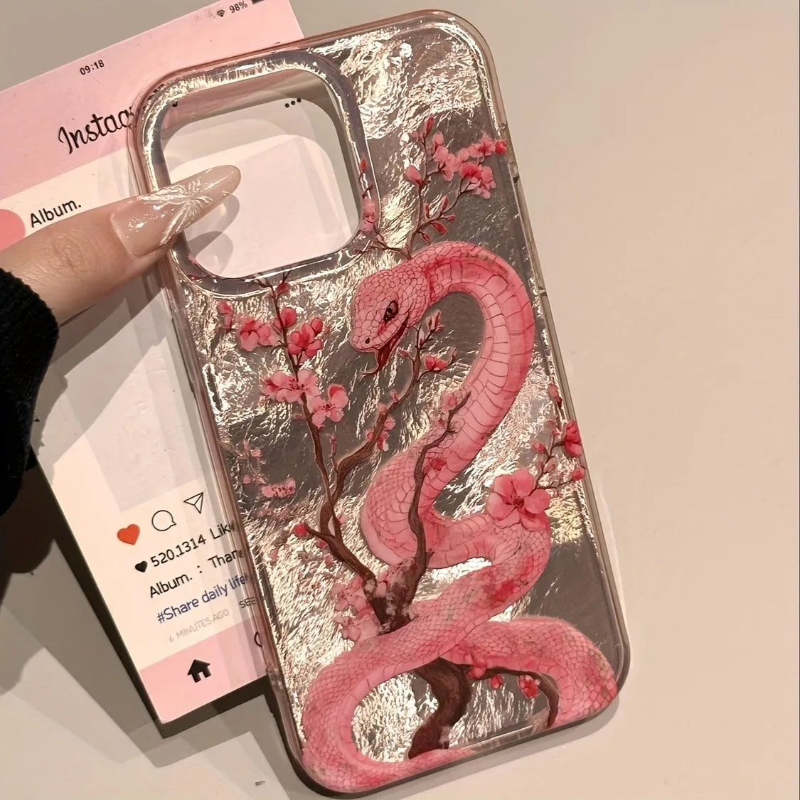 πΈβ¨ Pink Snake iPhone Case β Fierce Meets Floral ππ±
