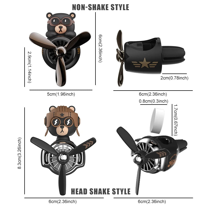 π§ΈβοΈ Cute Bear Car Air Freshener β Propeller Style Vent Clip! ππ¨