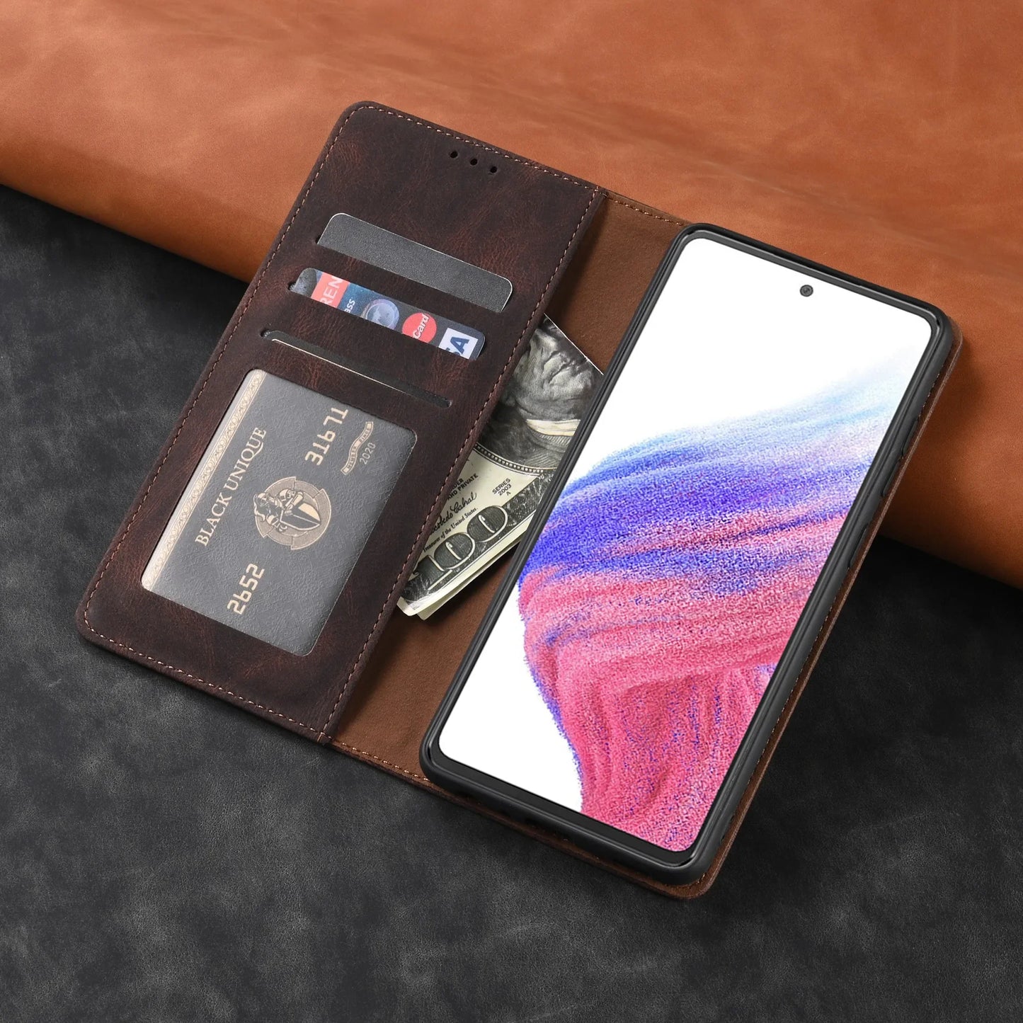 π Elegant Leather Flip Wallet Case β For Samsung Galaxy | Card Holder & Full Protection