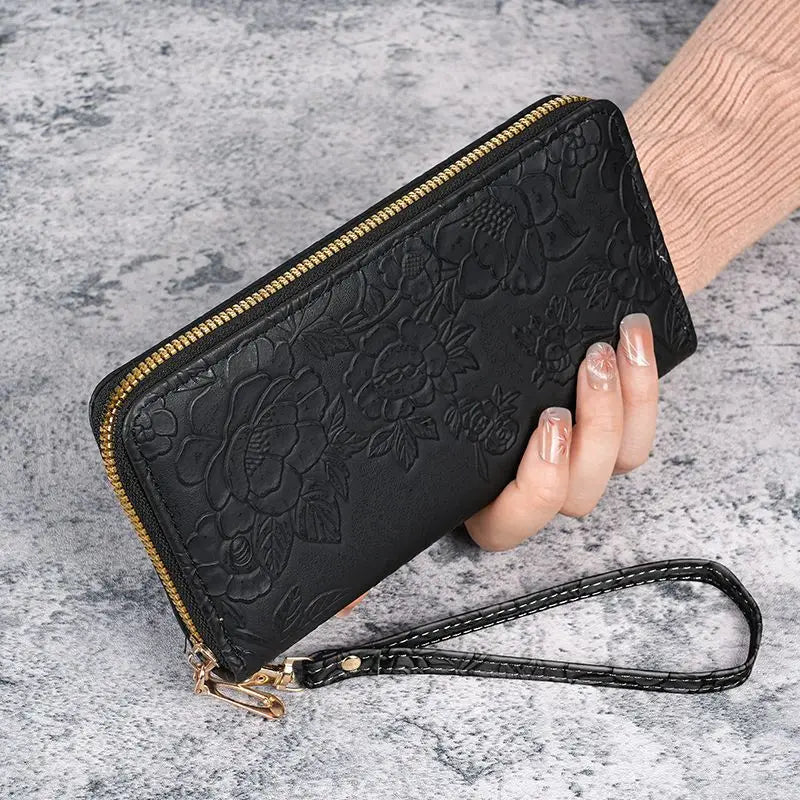 πΈβ¨ Elegant Floral Embossed Zipper Wallet β¨πΈ