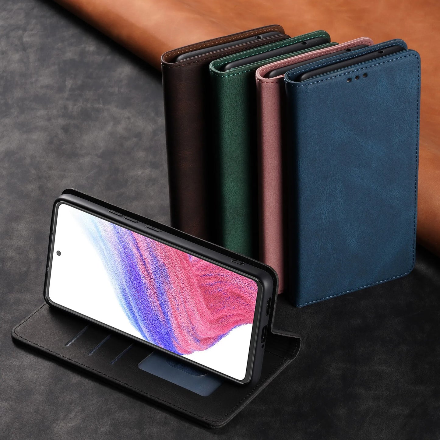 π Elegant Leather Flip Wallet Case β For Samsung Galaxy | Card Holder & Full Protection