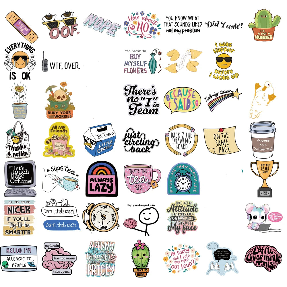 😎🗯️ Sassy & Relatable Sticker Pack 50pcs/100pcs! 🗯️😎