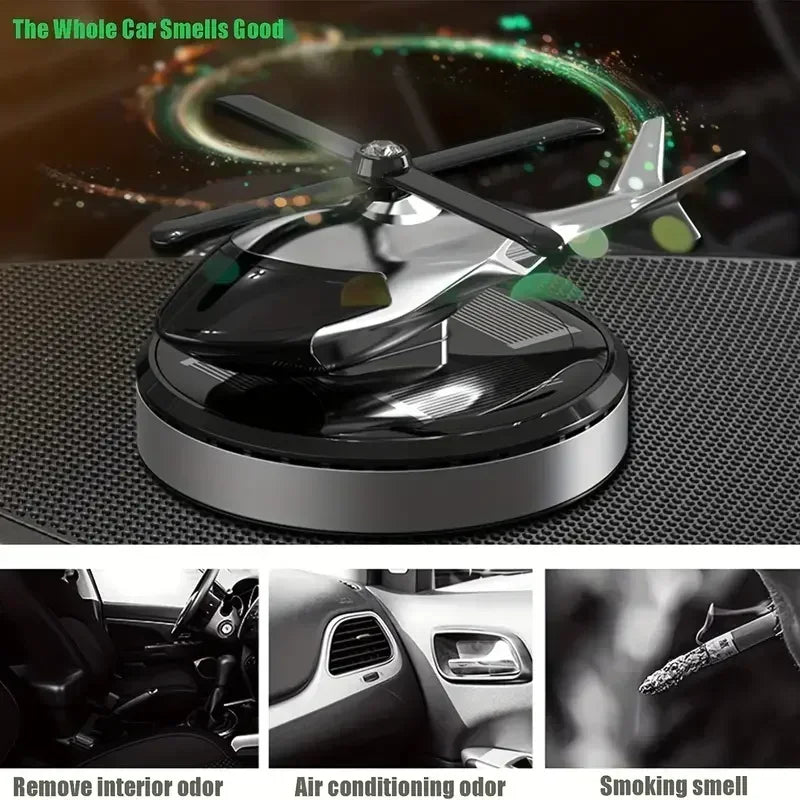 π Solar Car Air Freshener β Helicopter Design | Aromatherapy & Odor Removal