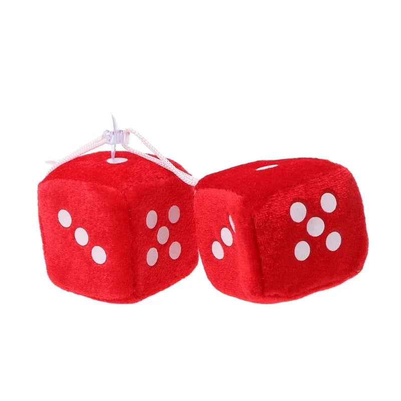 Fuzzy Hanging Dice for Car Interior – Retro Rearview Mirror Decoration 🎲