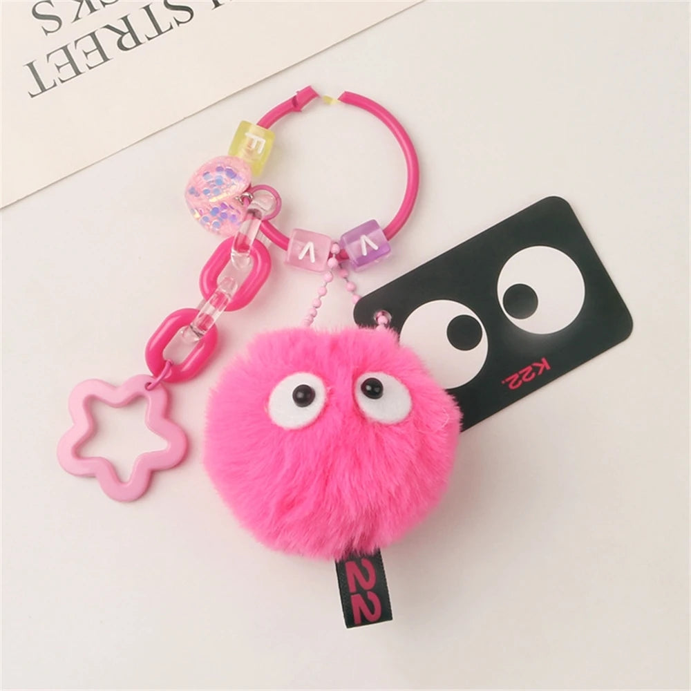 ๐โจ Fluffy Pompom Monster Keychains ๐โญ