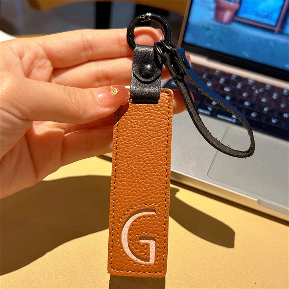 Custom Leather Initial Keychain
