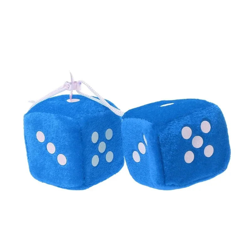 Fuzzy Hanging Dice for Car Interior – Retro Rearview Mirror Decoration 🎲