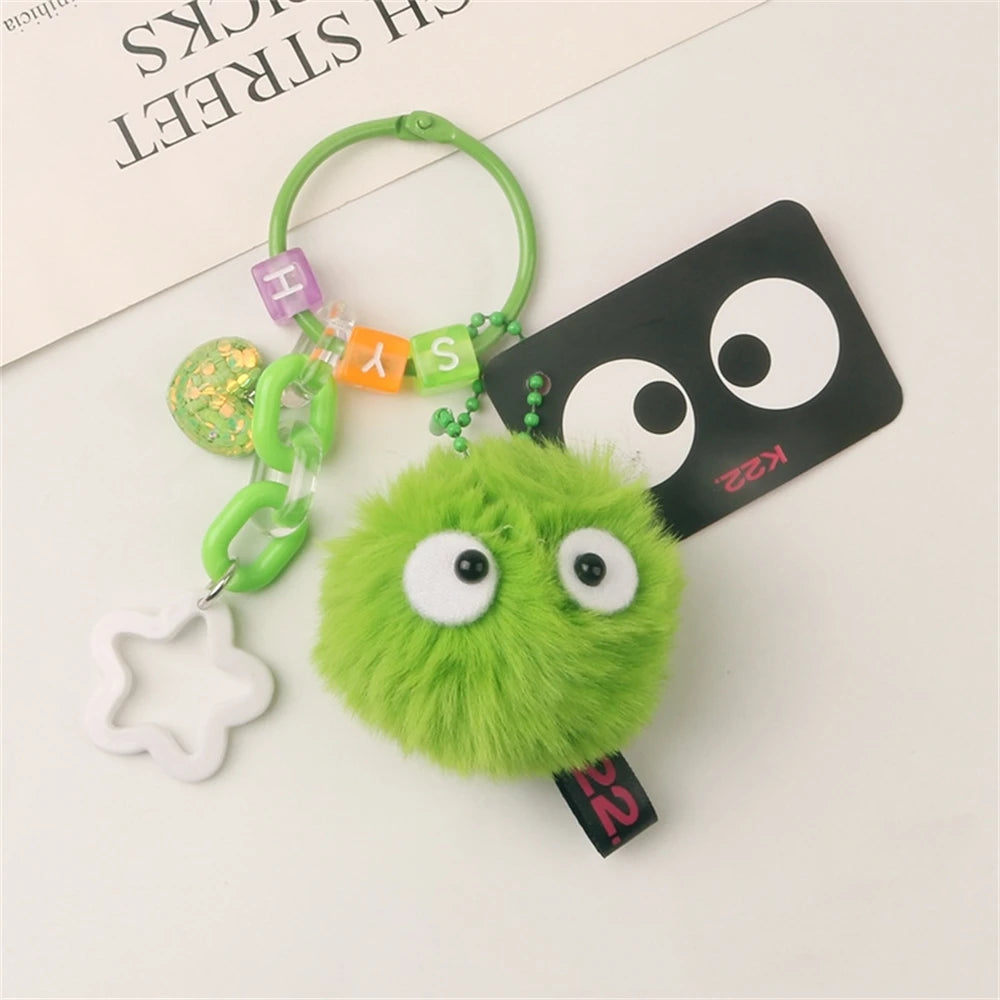 ๐โจ Fluffy Pompom Monster Keychains ๐โญ