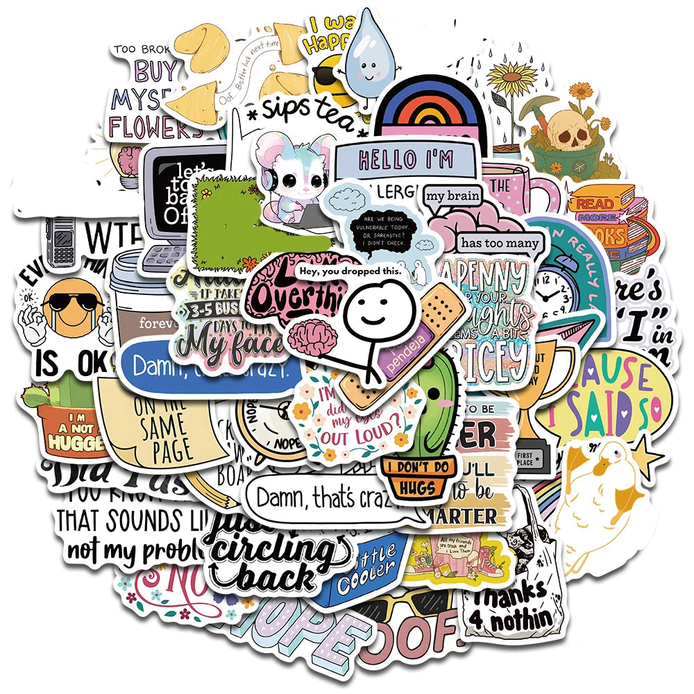 😎🗯️ Sassy & Relatable Sticker Pack 50pcs/100pcs! 🗯️😎