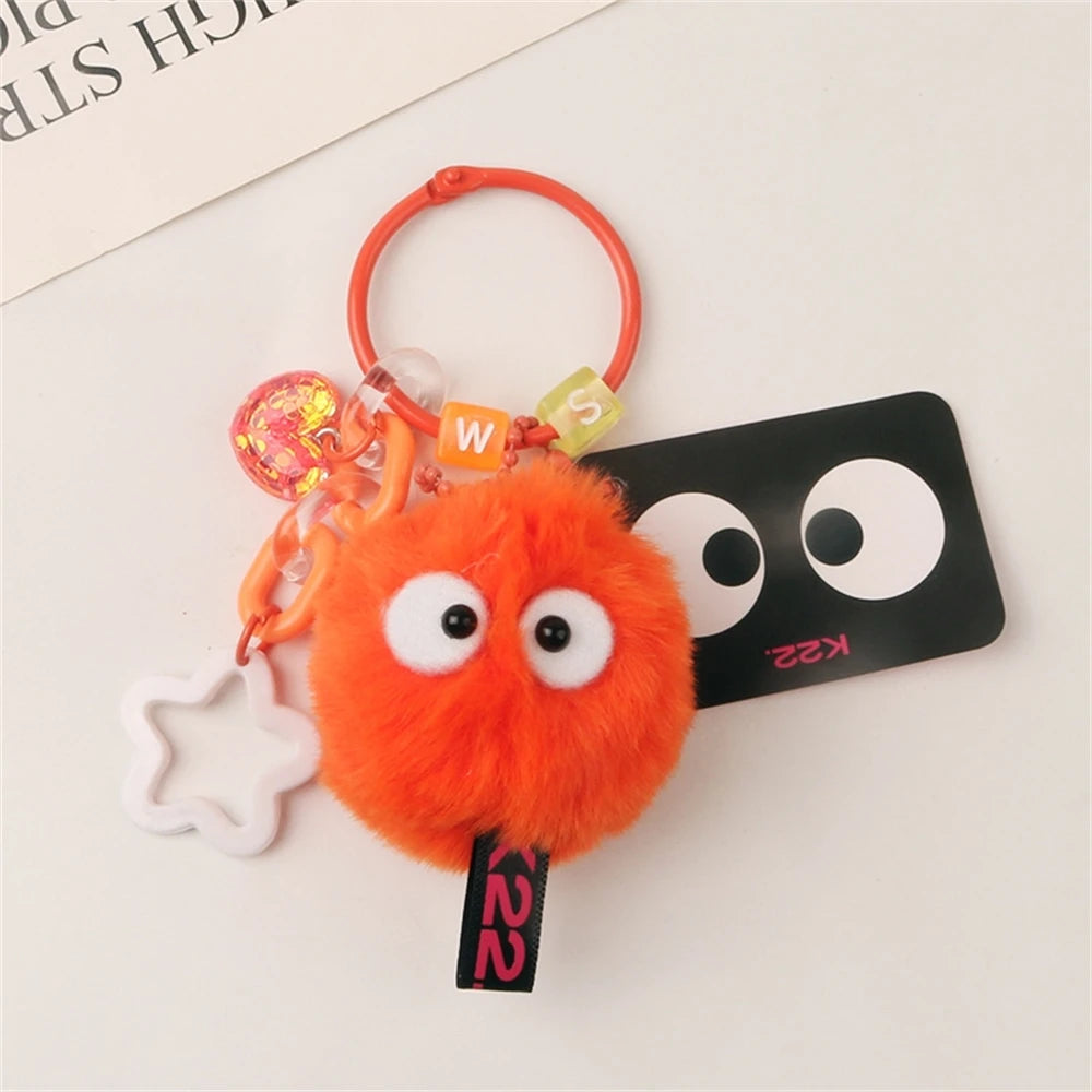 ๐โจ Fluffy Pompom Monster Keychains ๐โญ