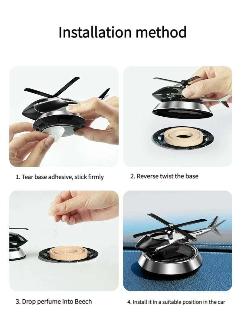 π Solar Car Air Freshener β Helicopter Design | Aromatherapy & Odor Removal