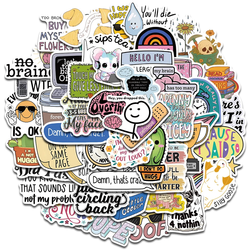 😎🗯️ Sassy & Relatable Sticker Pack 50pcs/100pcs! 🗯️😎