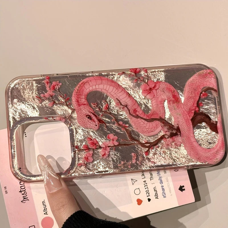 πΈβ¨ Pink Snake iPhone Case β Fierce Meets Floral ππ±