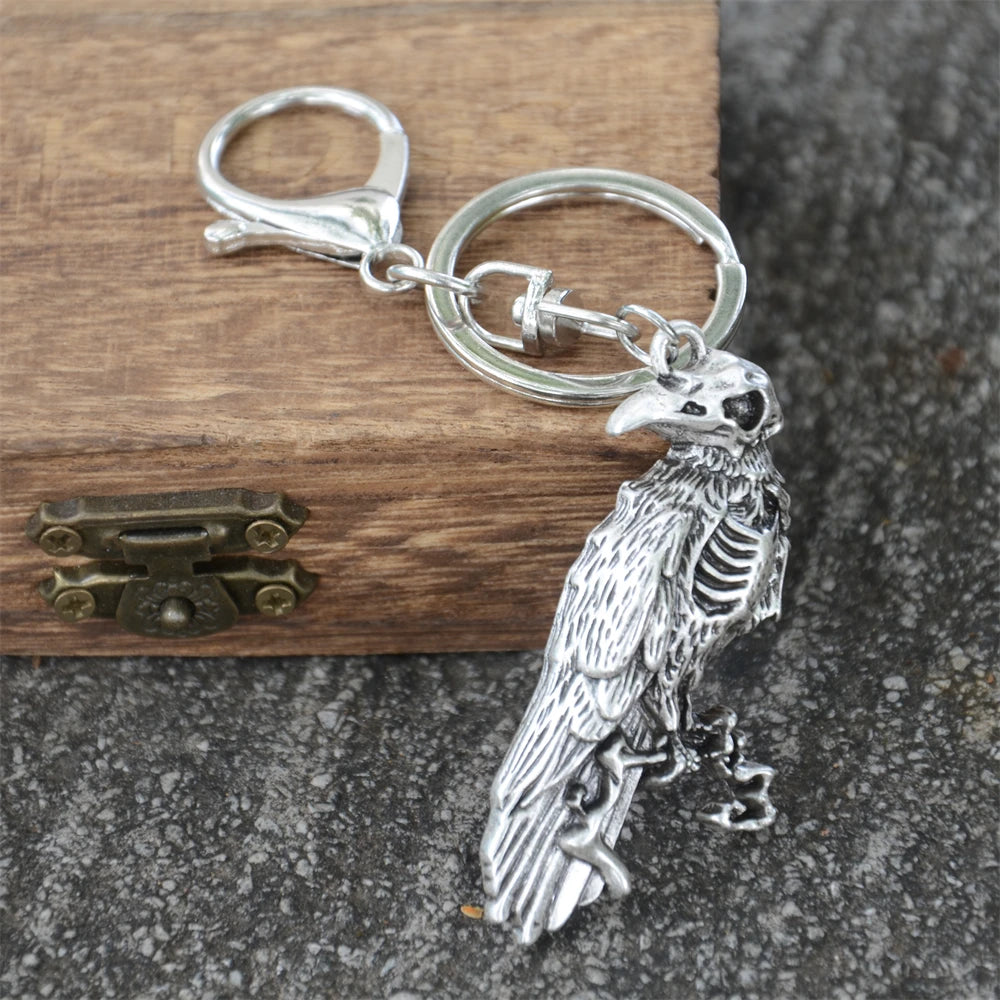 Vintage Crow Charm Keychain