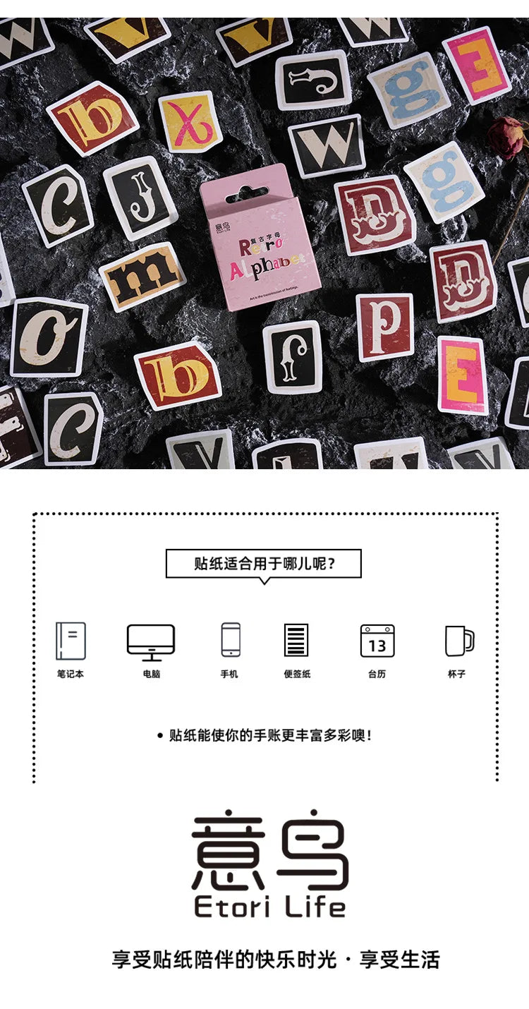 π β¨ Retro Ransom Letter Alphabet Stickers/46pcs β¨π°