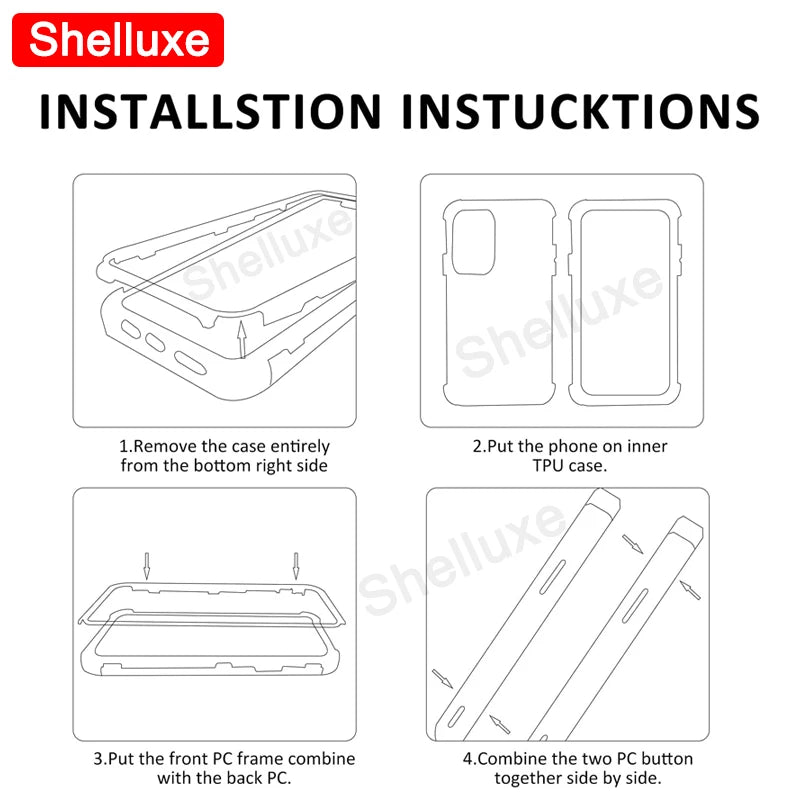 📱Shelluxe 360° Full-Body Magnetic Phone Case – Dual-Sided Glass Protection