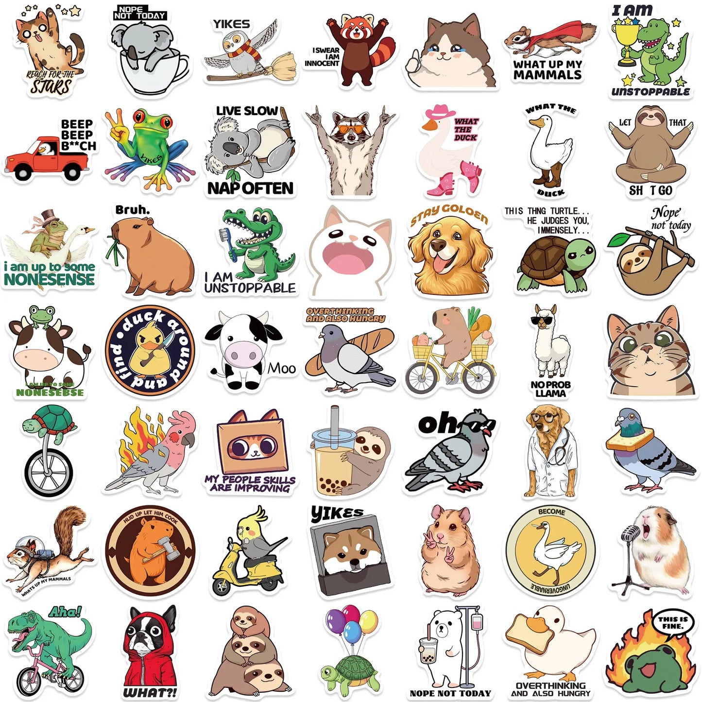 π€£β¨ Funny Meme Animal Sticker Pack β Laughter That Sticks! 50pcs β¨π€£