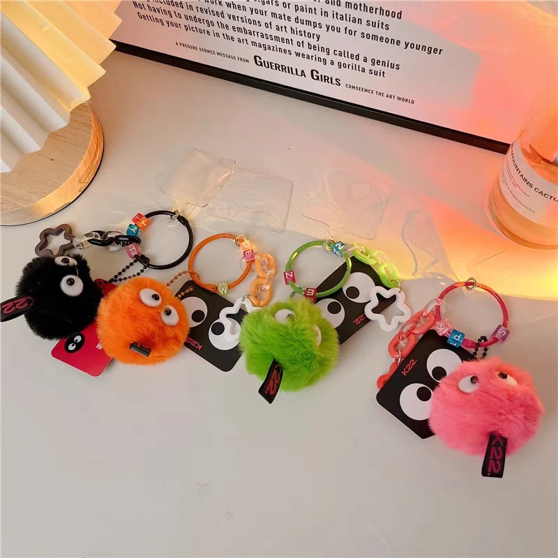 ๐โจ Fluffy Pompom Monster Keychains ๐โญ