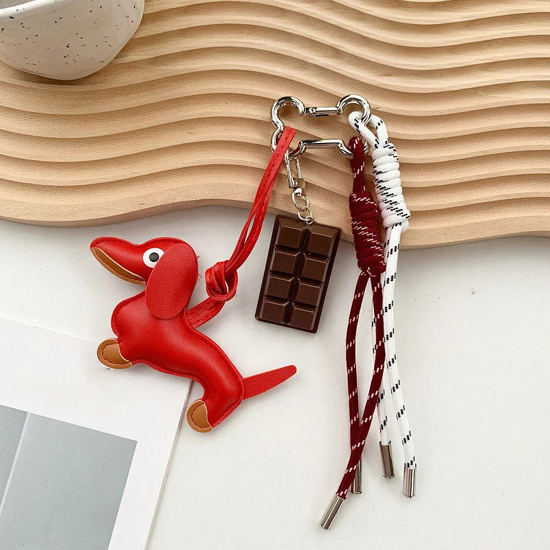 πΆ Cute Dachshund Dog Keychain Lanyard β Funny Pet Bag Charm π