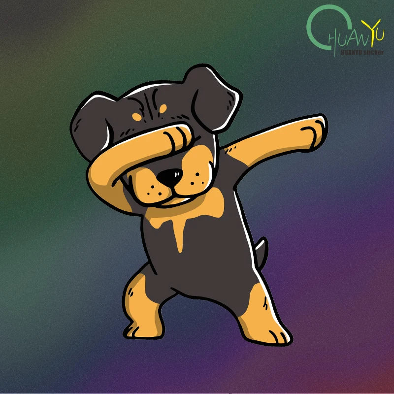 Dabbing Rottweiler Car Sticker