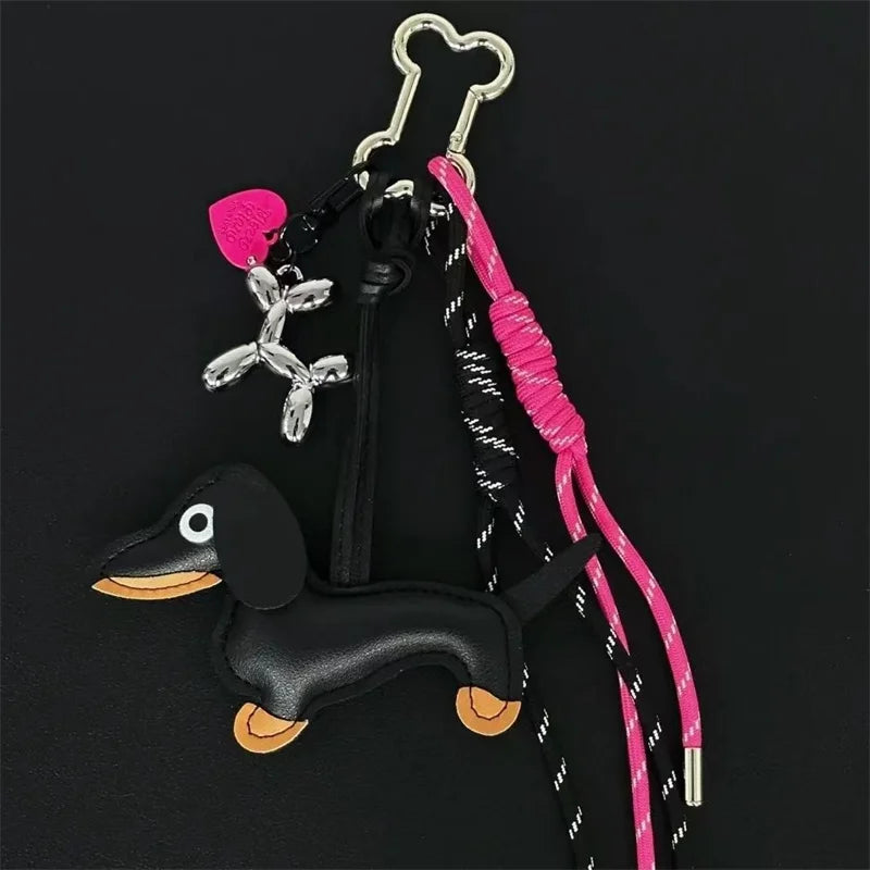 πΆ Cute Dachshund Dog Keychain Lanyard β Funny Pet Bag Charm π