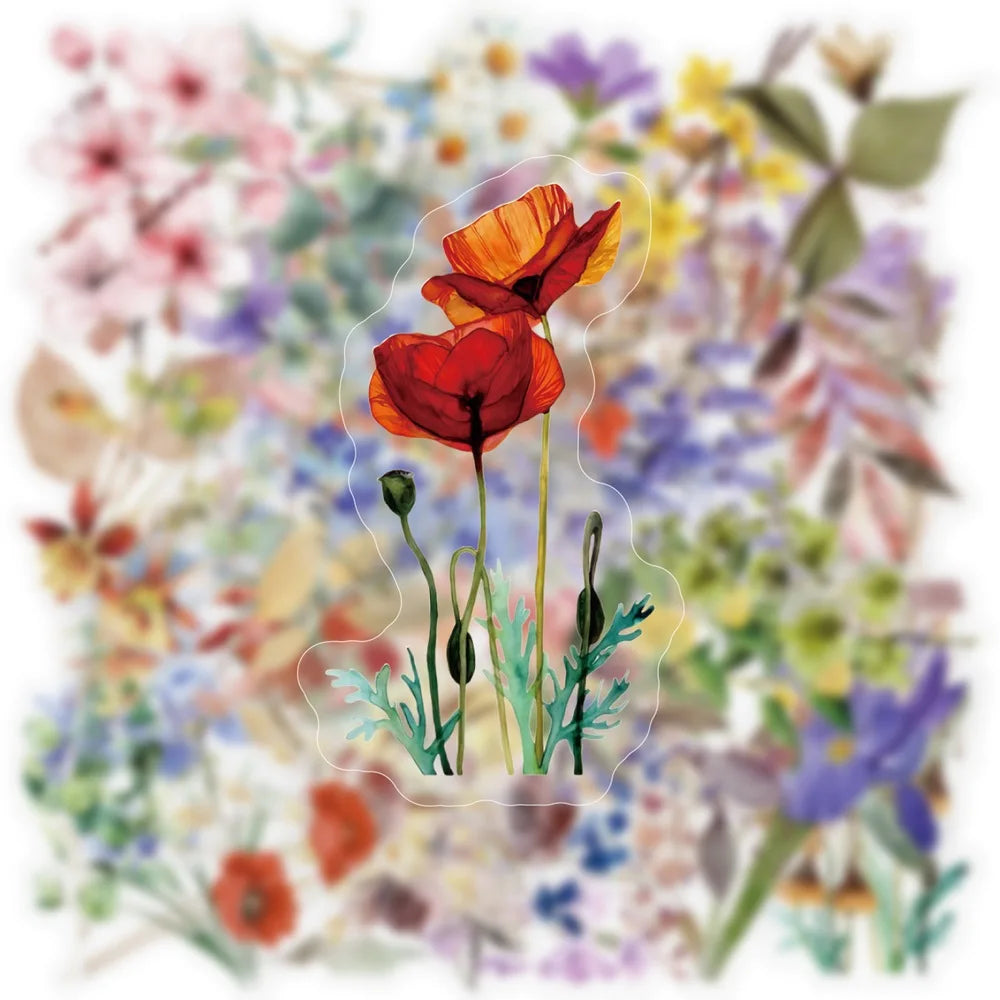 🌸✨Whimsical Wildflower Sticker Set/50pcs ✨🌼