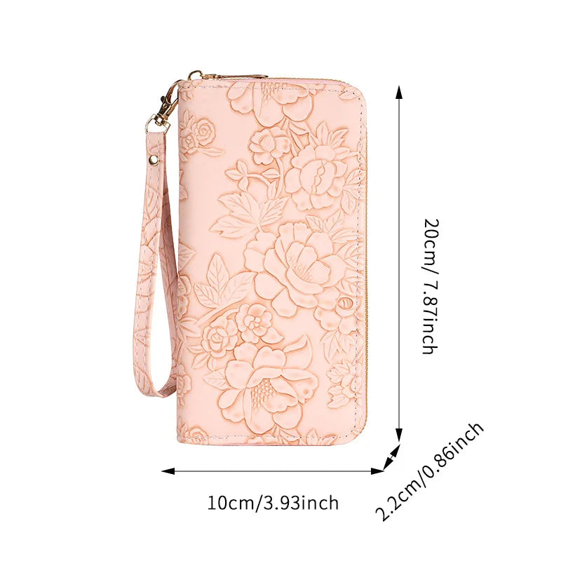 πΈβ¨ Elegant Floral Embossed Zipper Wallet β¨πΈ