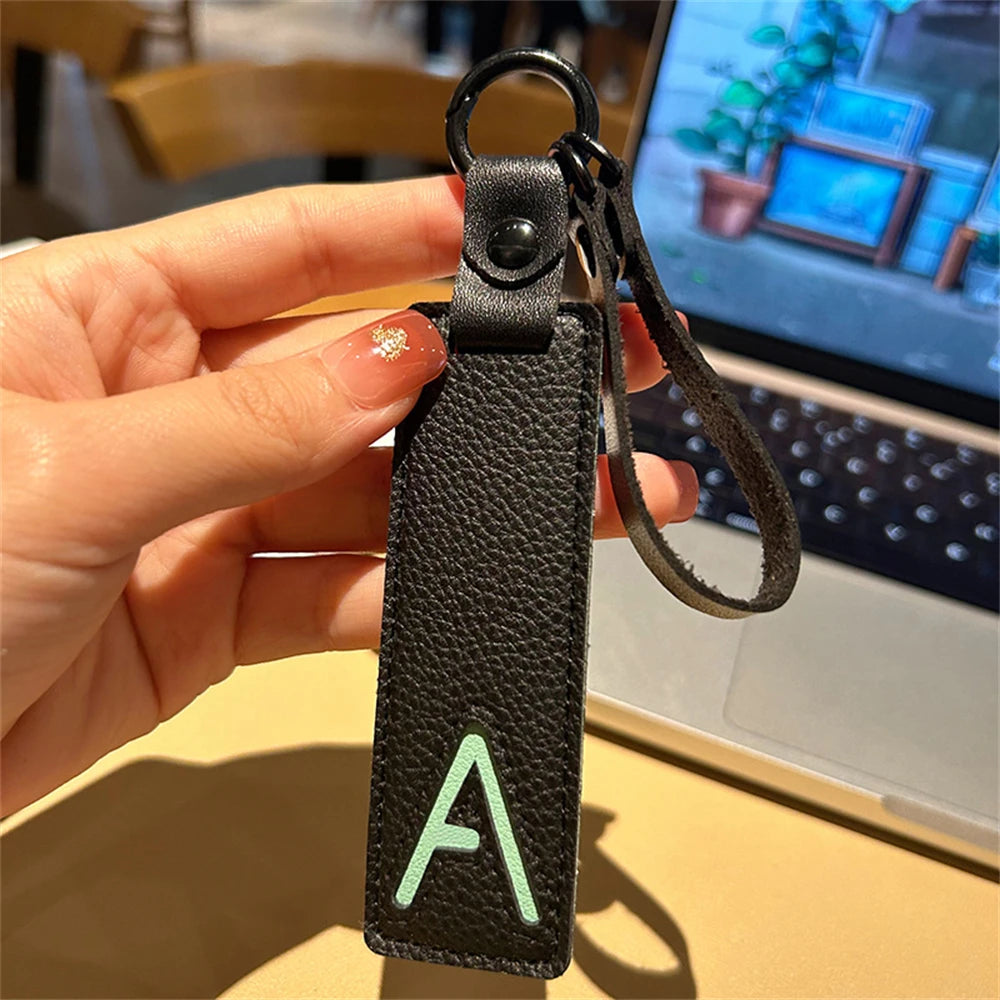 Custom Leather Initial Keychain