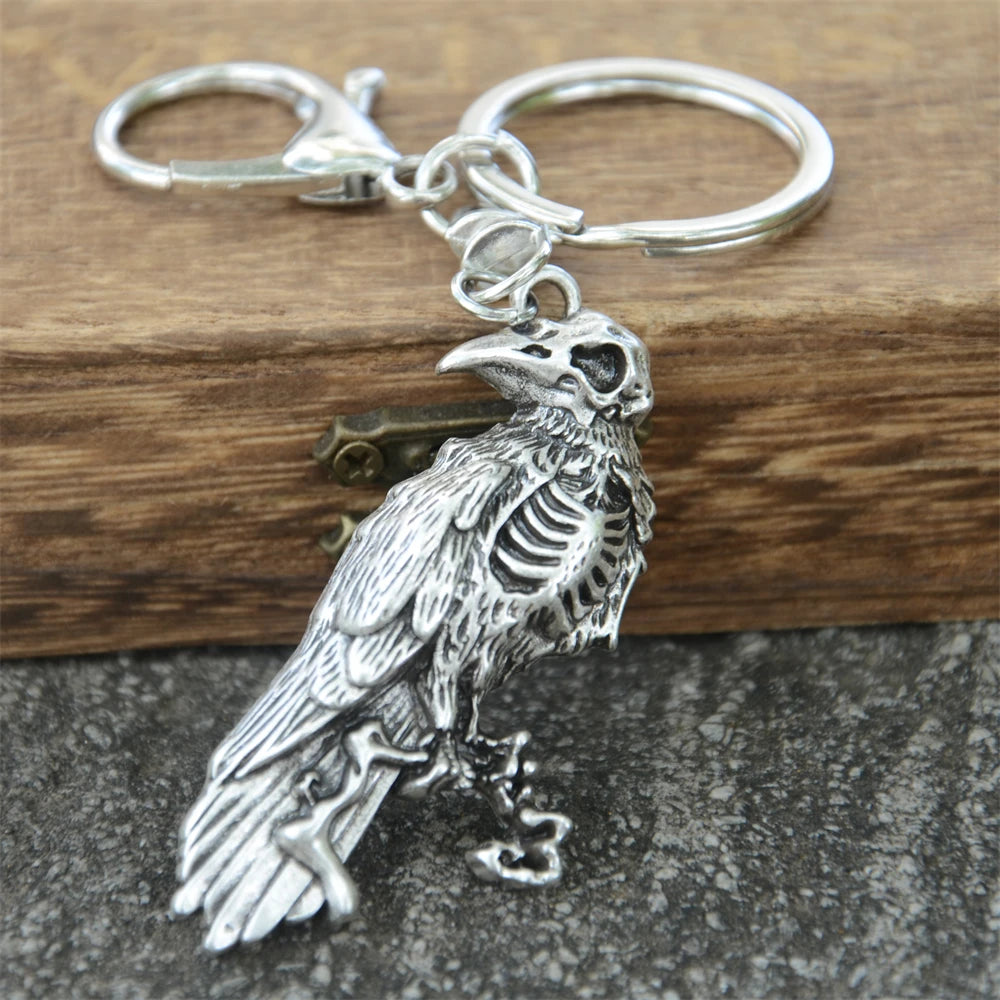 Vintage Crow Charm Keychain