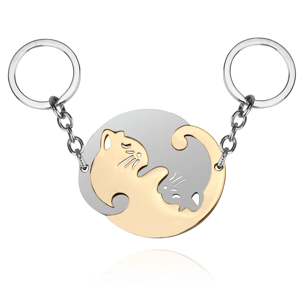 π€π€ Cute Black & White Cats Couple Keychain β For True Love! π±