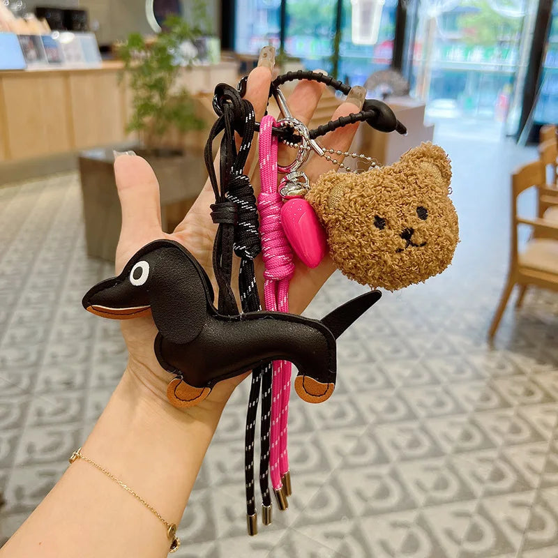 πΆ Cute Dachshund Dog Keychain Lanyard β Funny Pet Bag Charm π
